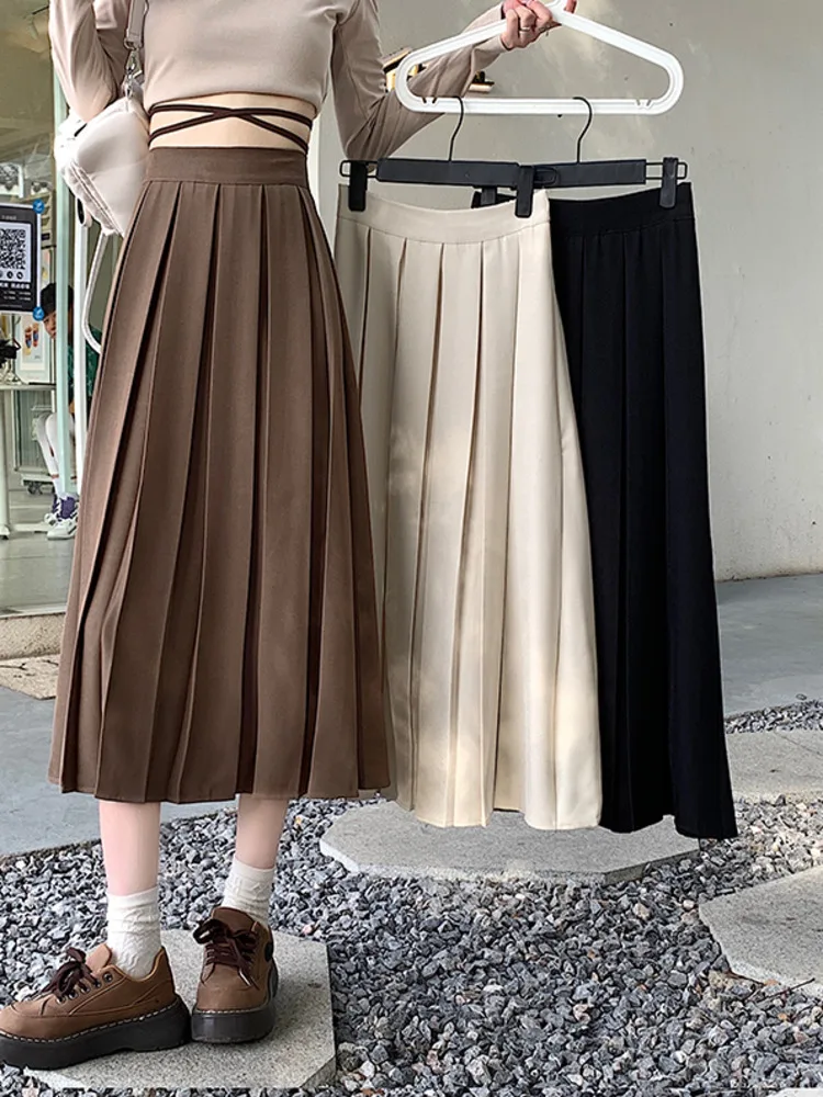 

Casual A-line Skirt Women's Fashion Elastic Elegant All-match High Waist Office Streetwear Chic Skirt Korean Style New