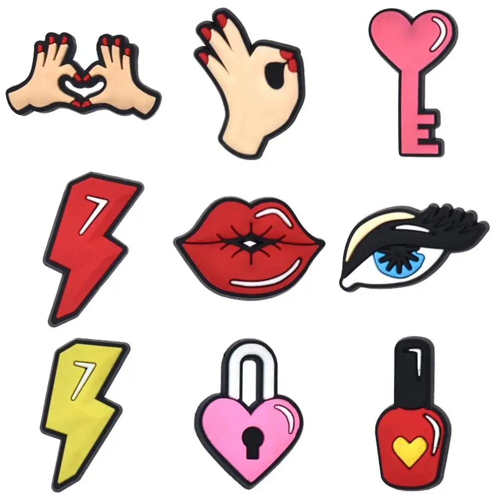 크록스 참 키 뱃지용 PVC 신발 액세서리, 여성 샌들 버클 키즈 핀, 남성 장식 청바지 손목 밴드, 도매 1 개 