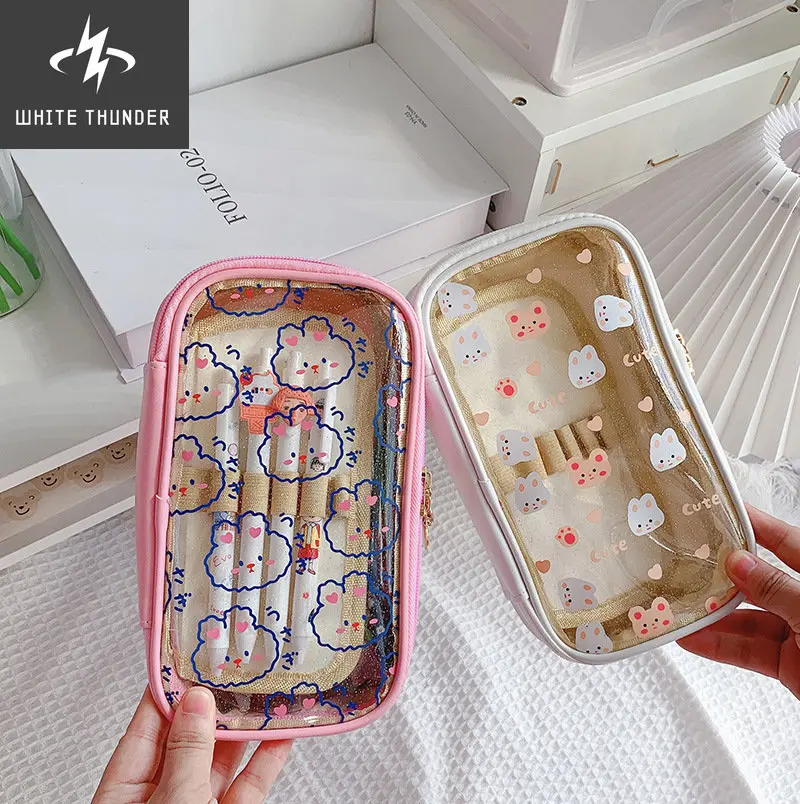 

Kawaii INS Style Bunny Large Capacity Transparent PVC Pencil Bags Pouch Korean Stationery Storage Organizer School Supplies