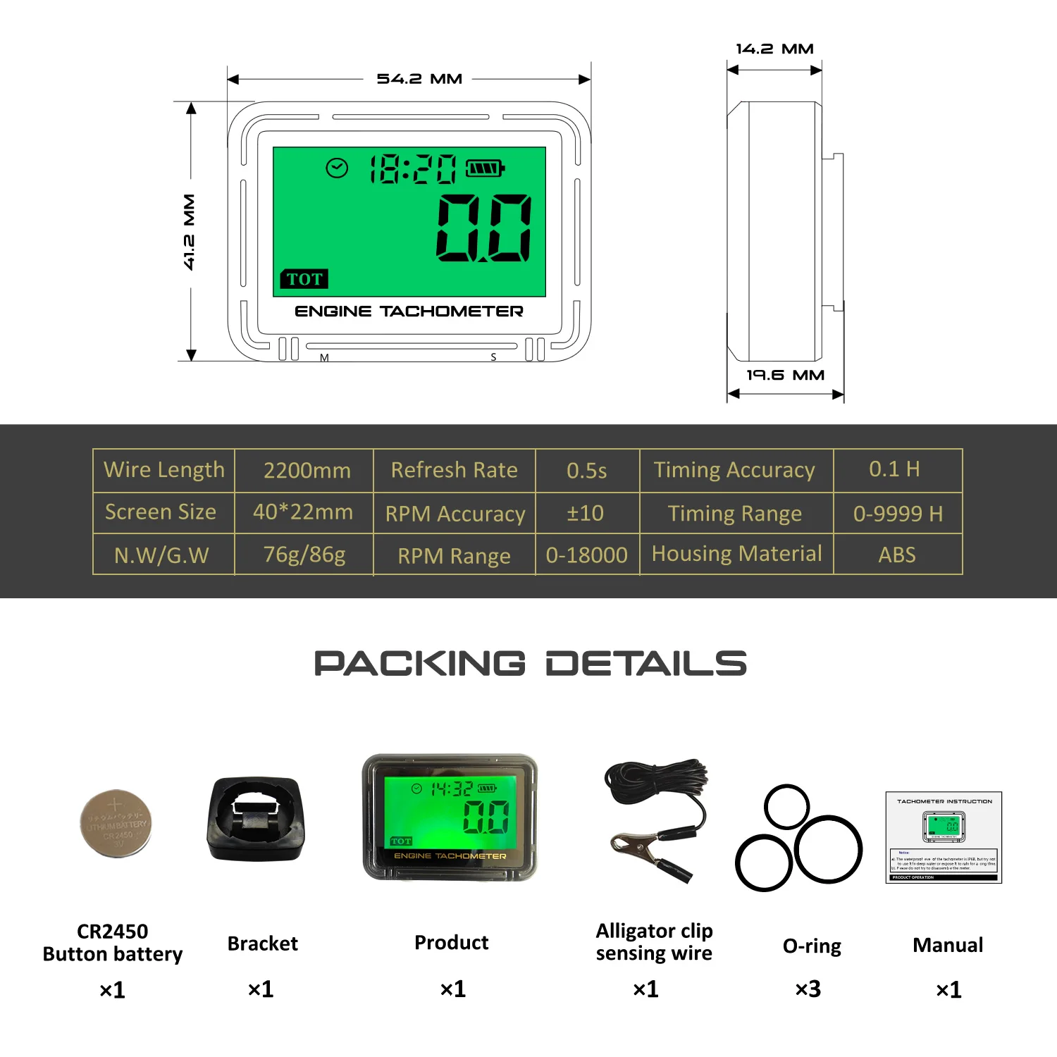 engine tachometer tachometer gauge tachometer meter Waterproof Digital Big Screen Engine Tachometer Motorcycle Multifunction Tach Hour Meter RPM SVC Clock For Boat Moto With Clip
