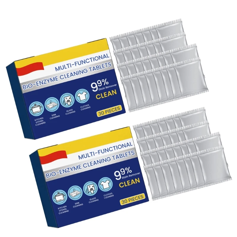 30/60Pcs Multi-functional Bio-Enzyme Cleaning Tablets Laundry Effervescent Tablets Cleaning Effervescent Tablets