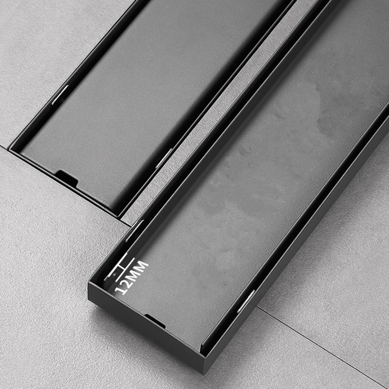 Description Picture 3 of itemInvisible Floor Drain 304 Stainless Steel Rectangle Anti-odor Bath Shower Tray Long Drainage Linear Floor Drains Cover Brushed