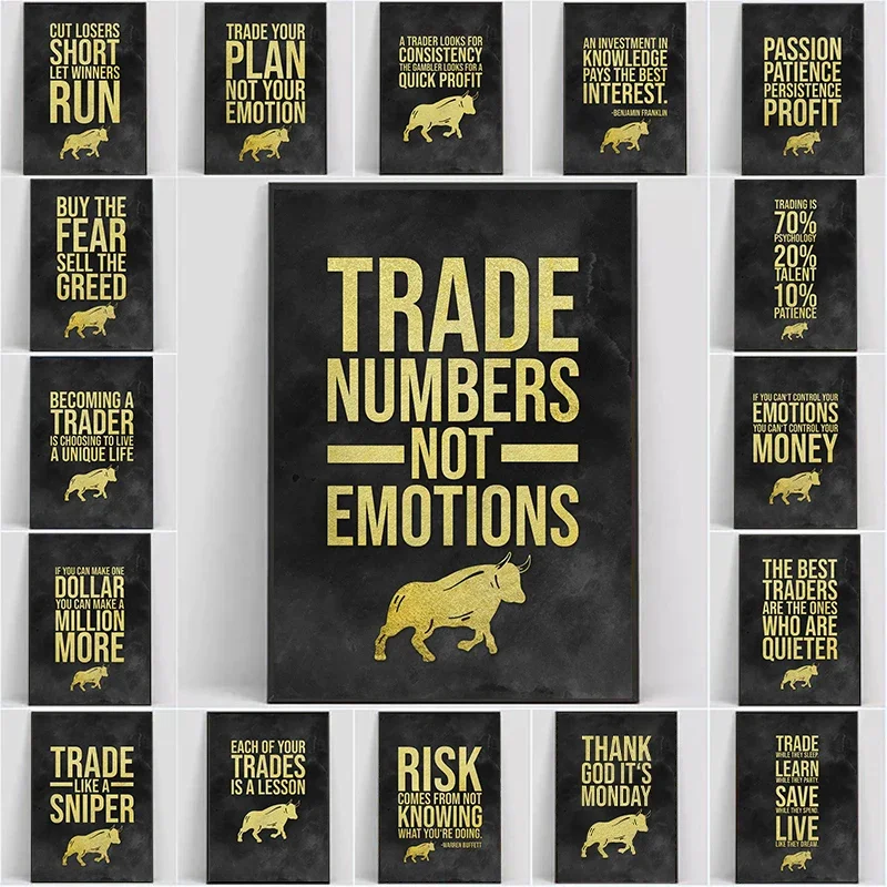 BlackAndGoldStockMarketGoldenTradingPosterCanvasPaintingMoneyMotivationalQuoteWallArtForOfficeRoomHomeDecor