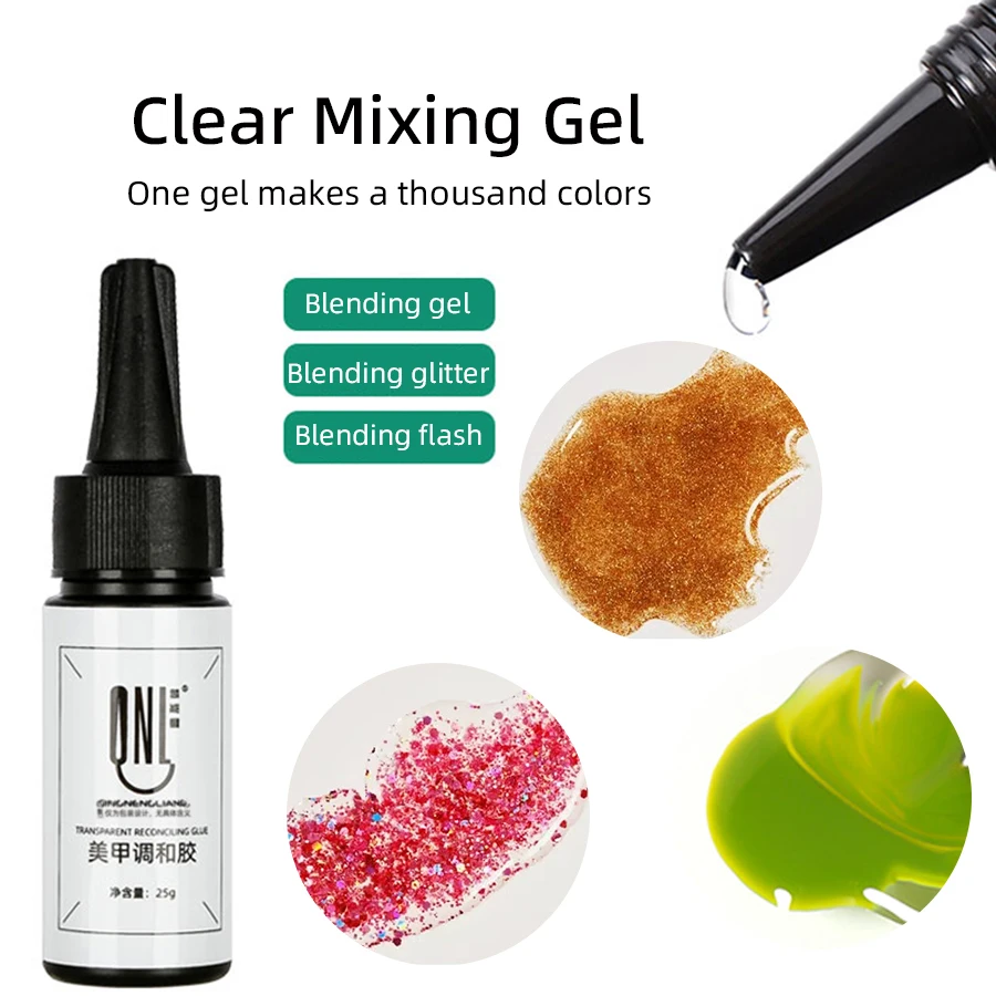 RS Nail 25ml Nail Mixing Gel Art Soak Off LED Gel Polish Blending Pigment Dust Shiny Manicure Gradient Tool