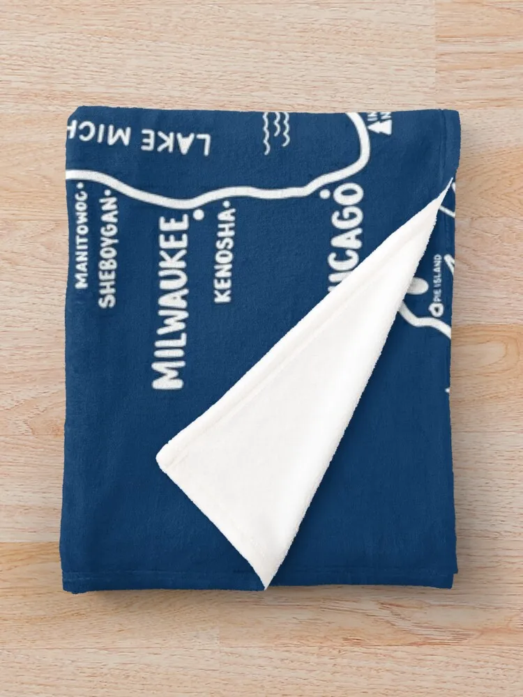 Great Lakes MapThrow Blanket Extra Large Blanket Soft Plush Plaid