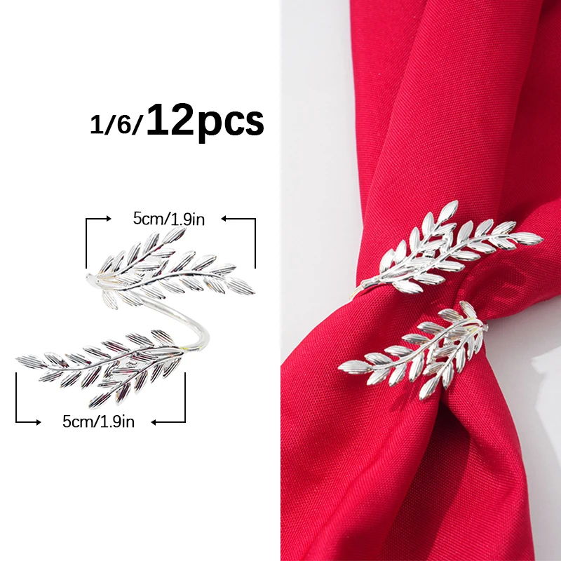 Silver Leaf Metal Napkin Rings 1