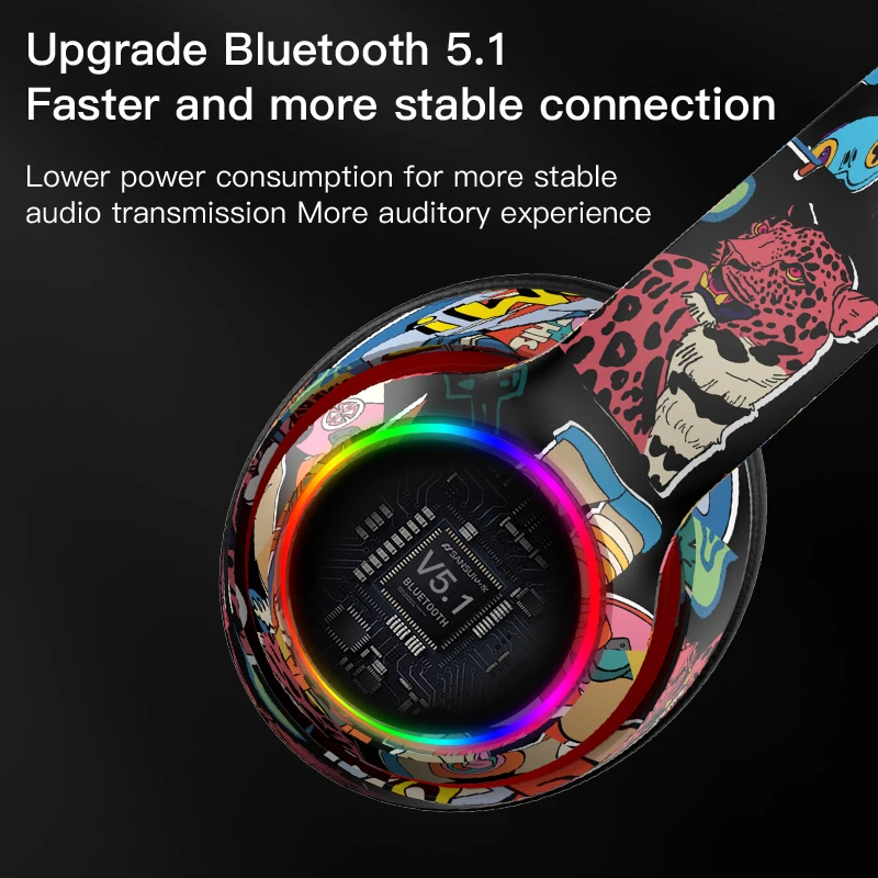 Auriculares Con Bluetooth, Cascos Inalambricos Con Luz Rgb, Compatible Con  Tarjeta De Memoria Con Micrófono L750 Graffiti con Ofertas en Carrefour