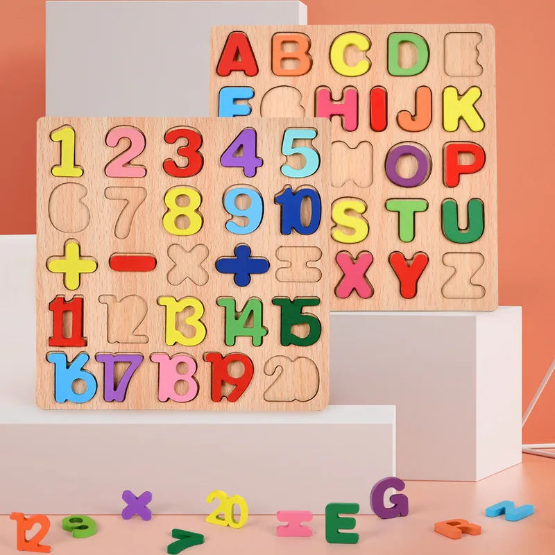 Children's Letter Puzzle Geometric Shape Puzzle Board Puzzle Building Block Hand Grip Board Early Education Toy 50 pcs building block sign early education toy diy roadblock toys for toddlers puzzle mark traffic signs wooden child woody