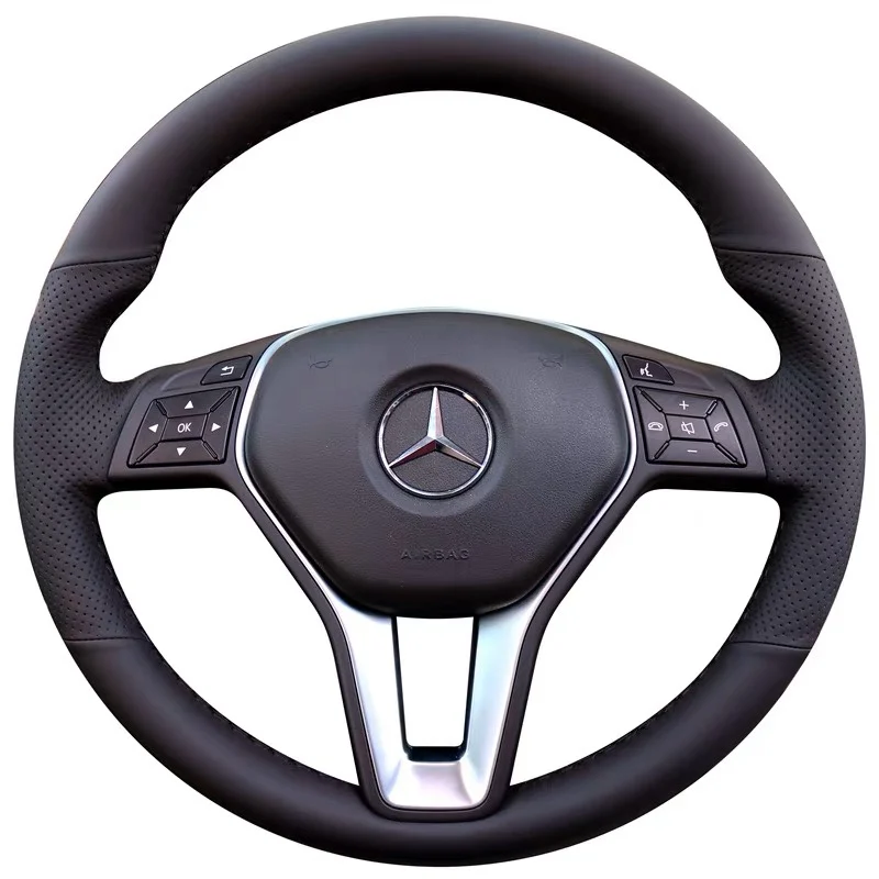 

Braid Genuine Leather Car Steering Wheel Cover for Mercedes Benz A45 AMG W176 C63 W204 C117 CLS S-Model 11-16 DIY Car Interior