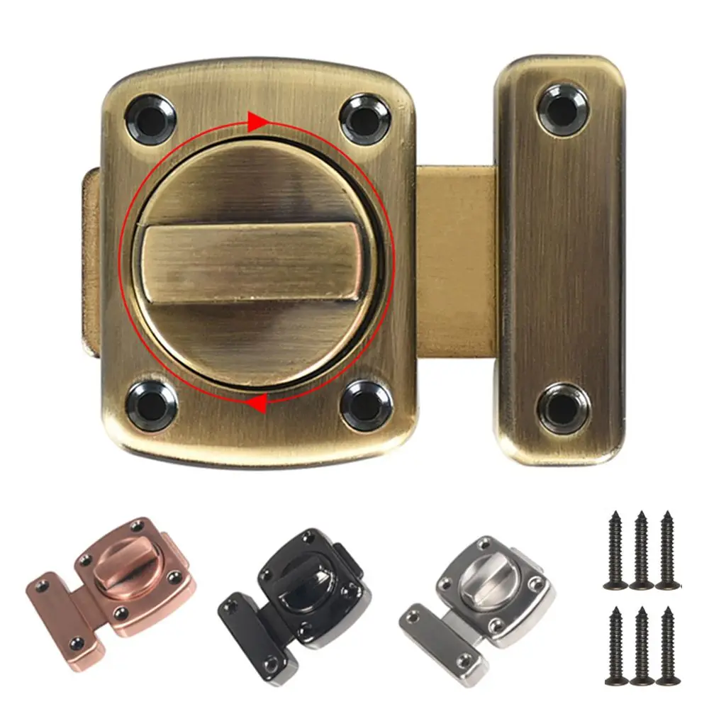 Universal Zinc Alloy Door Latch Safe Door Bolt with Mounting Screws Gate Latch Sliding Door Lock Rotatry Switch Home Security
