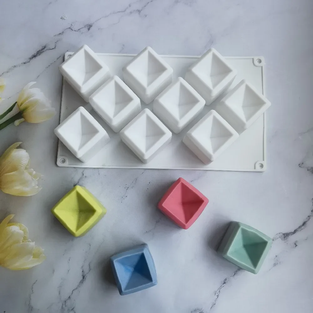 

9-link square cake silicone mold 3D Mousse handmade soap cake, jelly, egg tarts, bread mold baking tool
