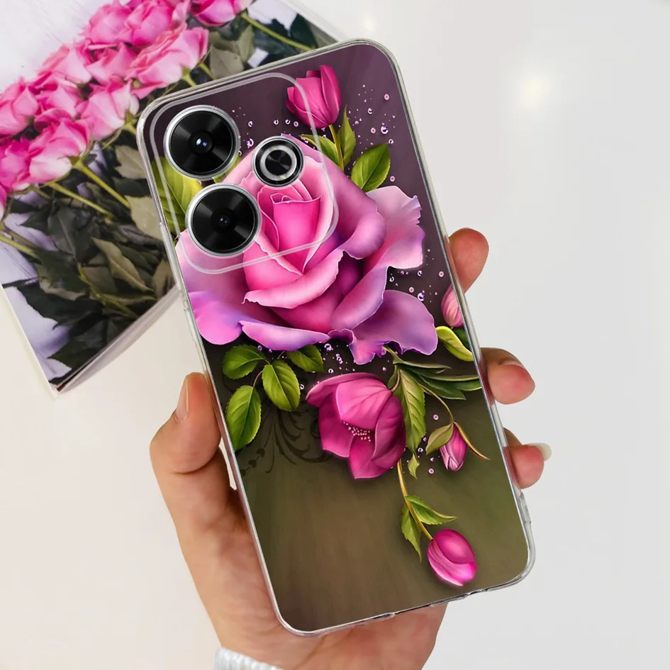 2024 Fashion Tulip Flower & Butterfly Soft Silicone Clear Phone Case
