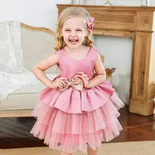 

Toddler Baby Girls Voile Princess Dresses Kids Elegant Birthday Party Tulle Costume Children Backless Sequins Bow Dress 0-5T