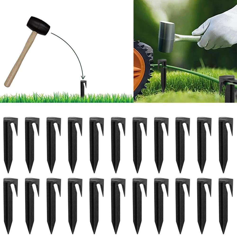 100pcs Garden Lawn Mower Peg for Laying Boundary Cables Environment-friendly Plastic Ground Pegs Robotic Lawn Mower Accessories