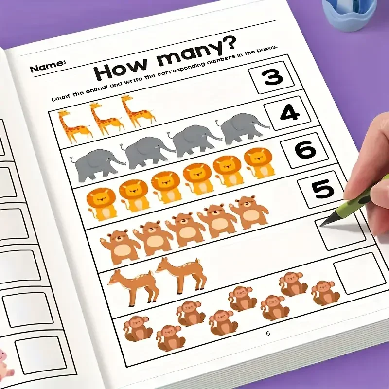 64-Page Math Workbook Kindergarten Number Practice Book with Tracing Writing Activities Interactive Early Learning Workbook