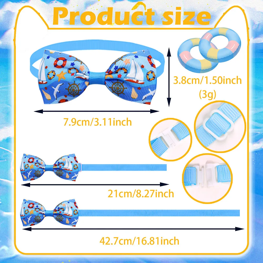 10PCS Summer New Dog Bow Tie Beach Series Handmade Adjustable Cartoon Print Pet Collars Neckties For Dog Pet Dog Accessories 3