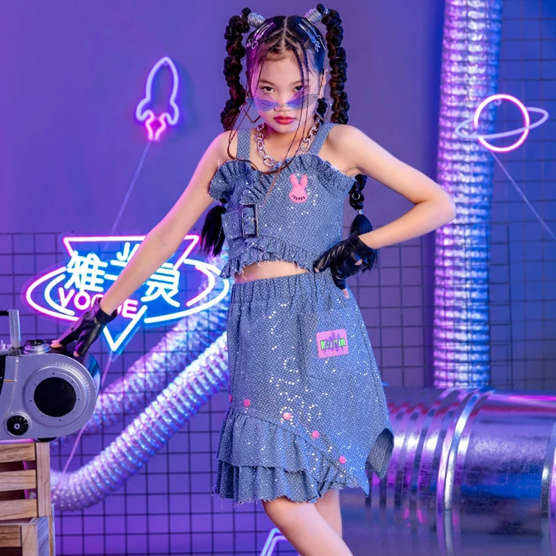 

New Group Kpop Outfits Kids Street Wear Hip Hop Clothing Girls Jazz Dance Costumes Children'S Ballroom Dance Wear XS8023