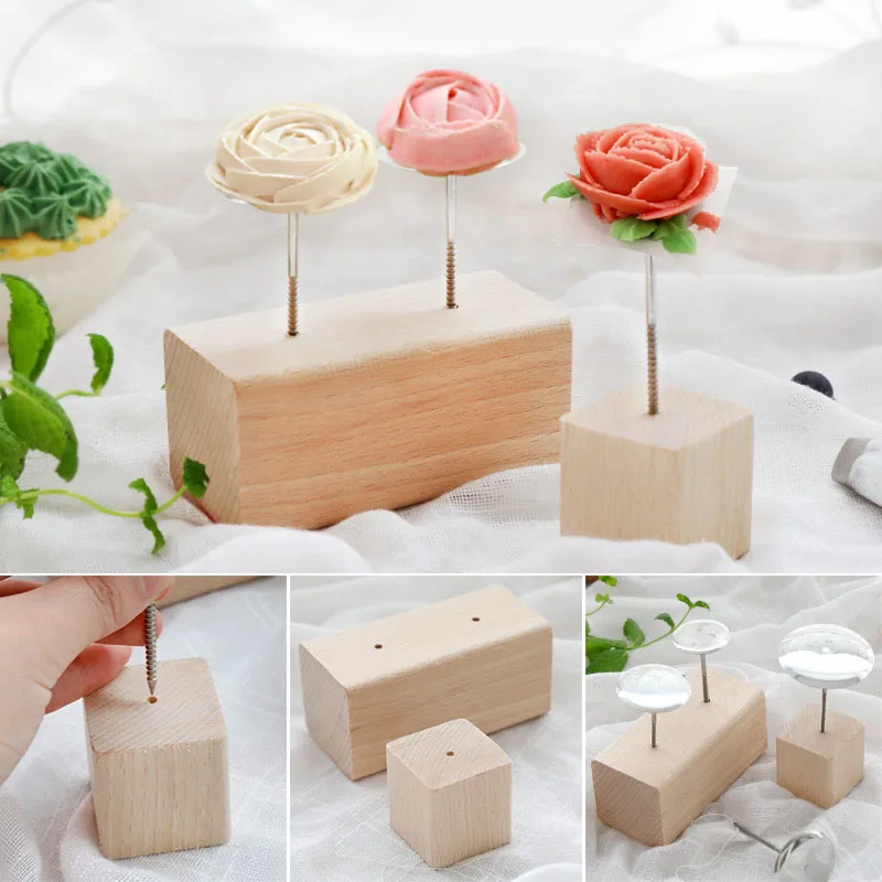 Cake Stand Cake Making Tools Cake Baking Tools Cake Decorating Tools Wood Holder For Cake Ice Cream Cake Flower Nails Stand Tool Fondant Decorating Tray Cream Transfer Baking Pastry Tool