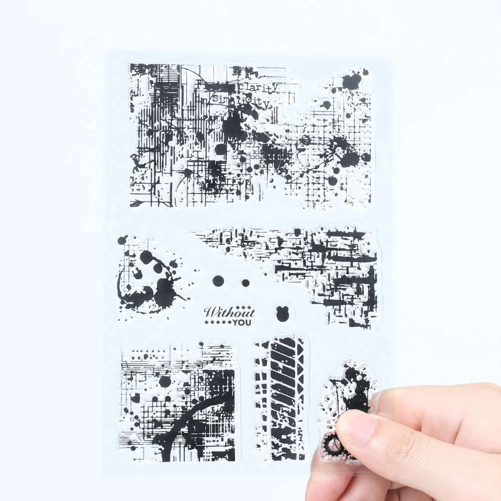 Clear Stamps Clear Rubber Stamps Background Theme Silicone DIY Junk Journal Supplies Deco Scrapbooking Multicolored Texture Transparent Rubber Stamp