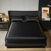 UPzo 100%Polyester 1pcs satin surface Bedding Fitted Sheet（No pillowcase）Elastic Band Around Mattress Cover King Bed Cover Sheet 3
