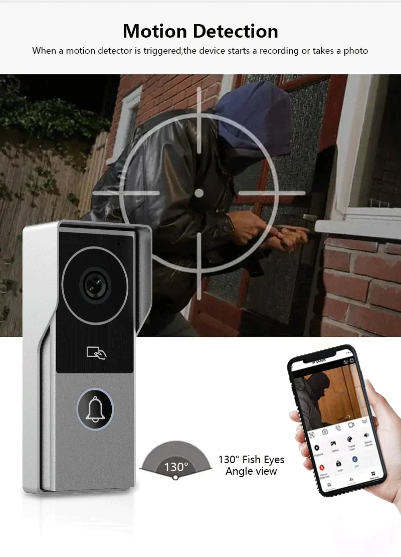 ANJIELO 2 Wire Visiophone Doorbell Video Intercom System for Home Metal Door Pho