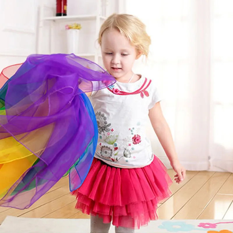 6PCS Dance performance gauze kindergarten children's puzzle early education toys parent-child dance colored gauze dance scarf