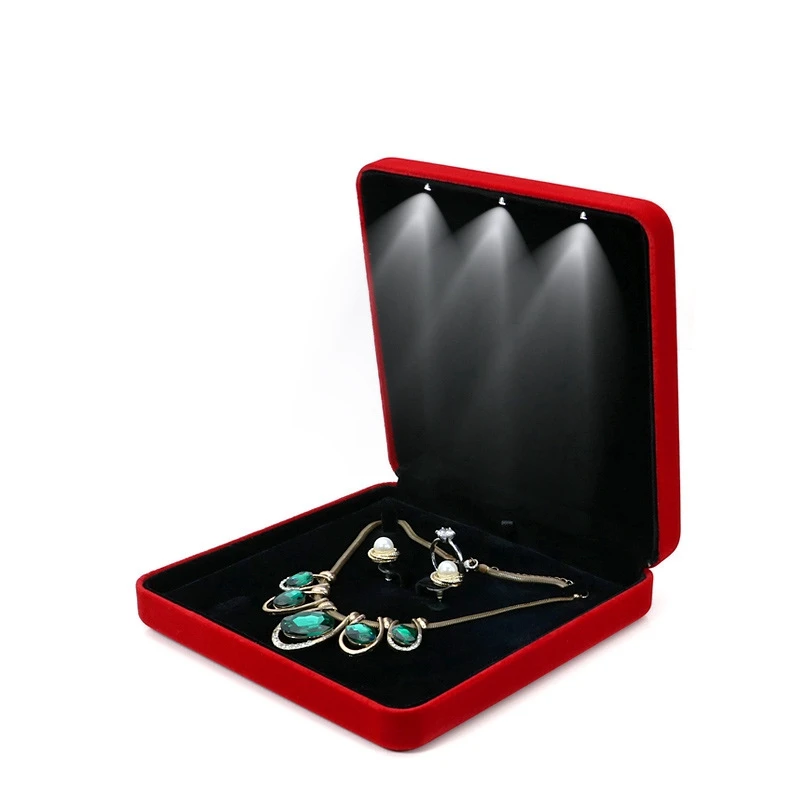 Luxury LED Velvet Jewelry Box – Elegant Organizer Case for Rings, Necklaces, Earrings, ... - SKU LJB17001 - UGI Packaging