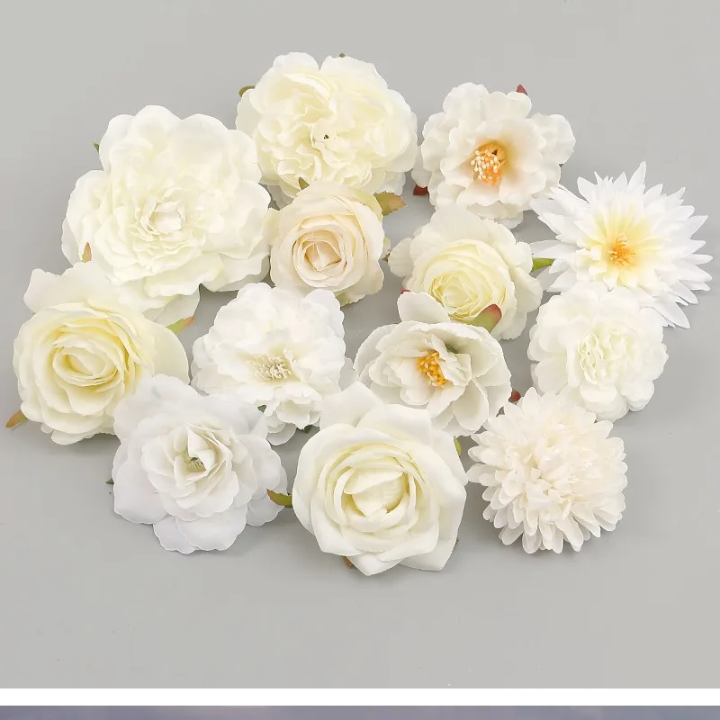 Weiße Serie Rose Künstliche Blumen Seide Kunstblumen für Heimdekoration Hochzeitsdekoration DIY Kranz Geschenk Zubehör Ornamente – Detail 7