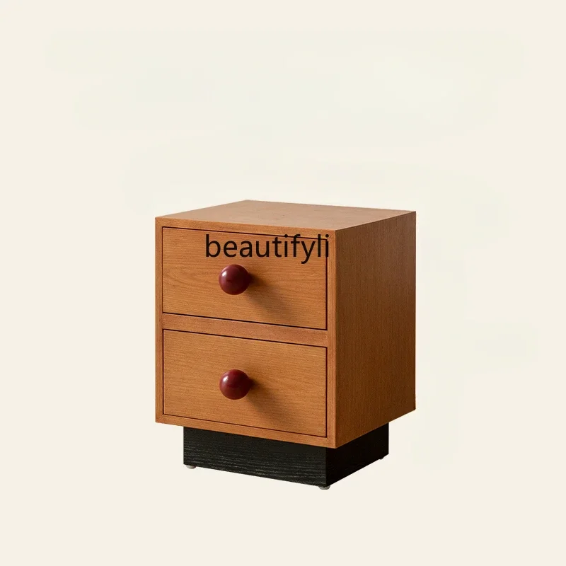 

Home Red Nose Bedside Table Creative Middle and Ancient Cute Solid Wood Artistic Sense Small Storage Cabinet Sofa Side Cabinet