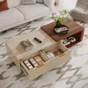 Coffee Table, 42"-65" Length Adjustable Reversible Wood Coffee Table with 2 Storage Drawers, Rectangular Dual-Tone Center Table 4