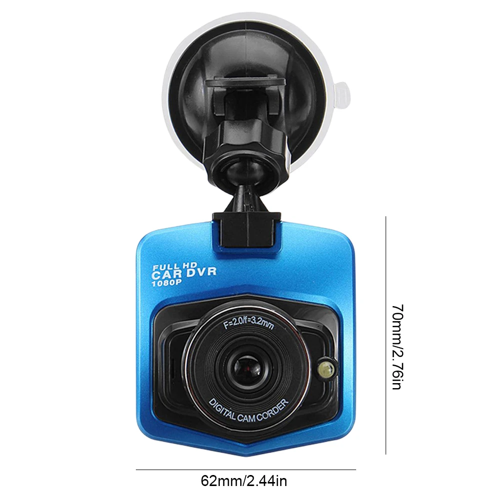 Dash Cam Suction Cup HD 1080P Driver Recorder Night Vision Car Camcorder 2.4 Inch LCD Screen Motion Detection Circle Recording