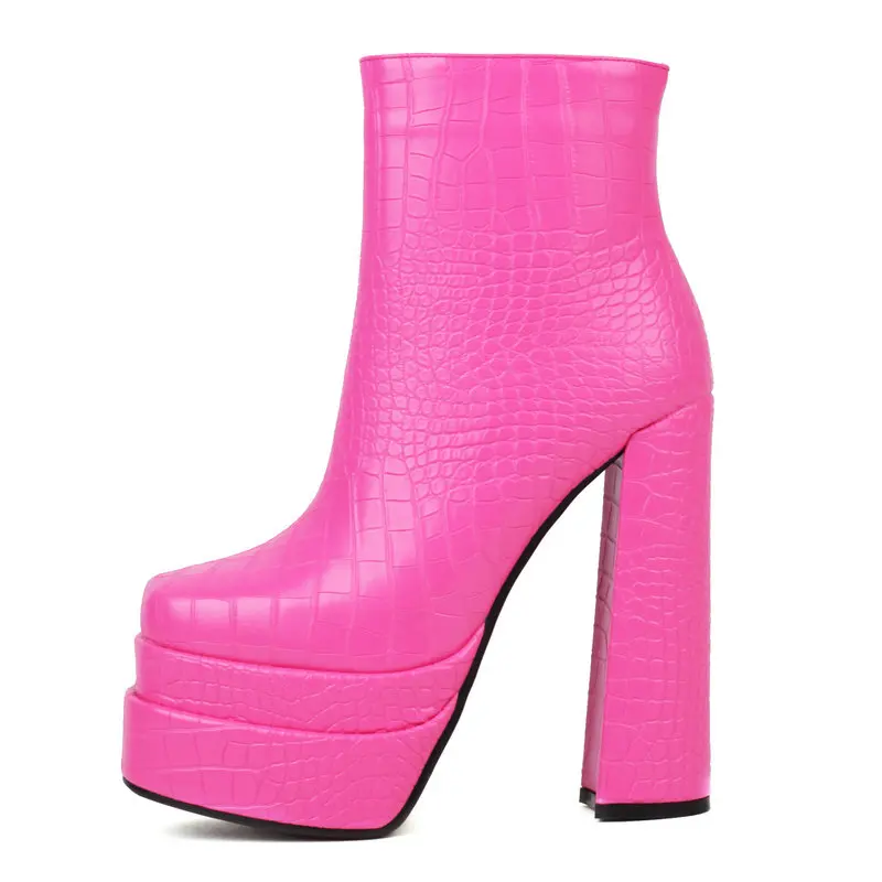 

Женские ботильоны на платформе, черные, зеленые, золотые, серебристые, красные ботинки на высоком каблуке, с круглым носком, большие размеры 34-43, для осени и зимы, 2022