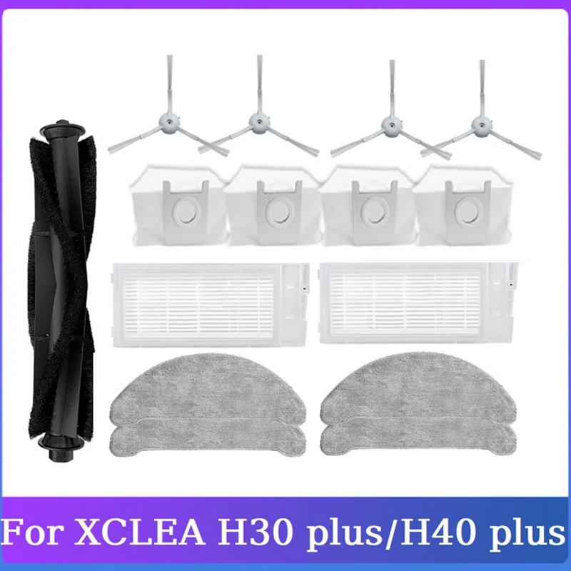 

15 шт. для XCLEA H30 Plus/H40 Plus Robot Запчасти для пылесоса основная боковая щетка Hepa фильтр Швабра тканевый мешок для пыли