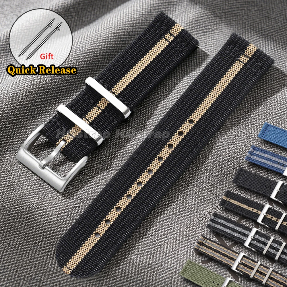 Universal Nylon Canvas Quick-Release Watch Strap – Adjustable Sport Band