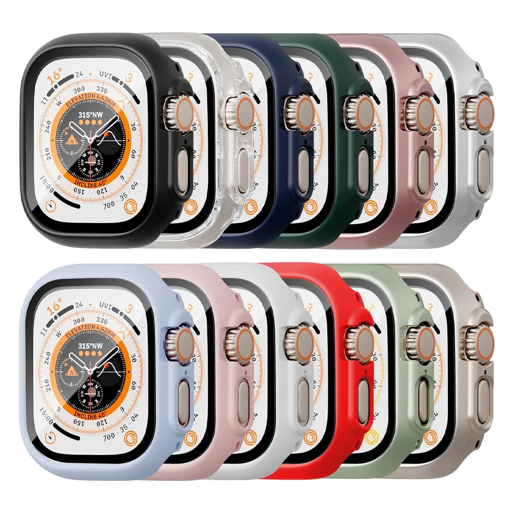 Premium Tempered Glass Screen Protector with PC Bumper for Apple Watch Ultra 49mm