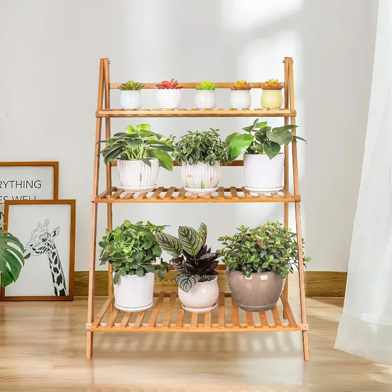 3-Tier Bamboo Foldable Plant Stand 1