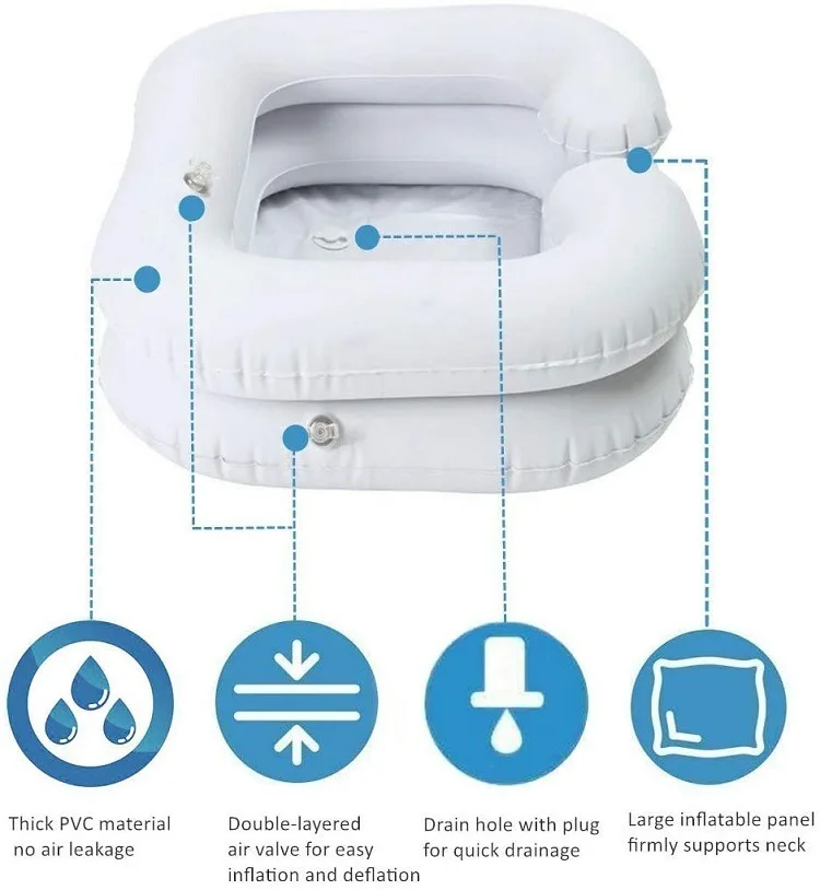 Inflatable Portable Shampoo Basin Hair Washing Basin for Bedridden Disabled Injured Hair Wash Home Portable Bathtubs THair Care