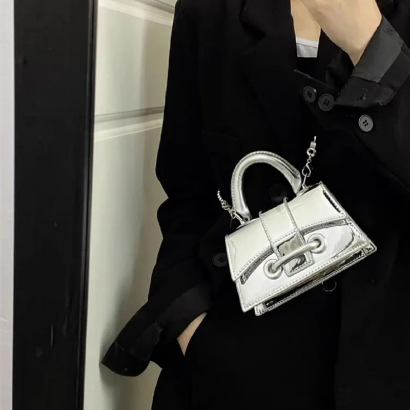 Vintage Women Silver Chic Crossbody Bag Luxury Designer Small Shoulder