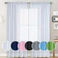2pc Solid color Terlon perforated window screen, semi transparent sunshade curtain decoration for balcony and living room 1