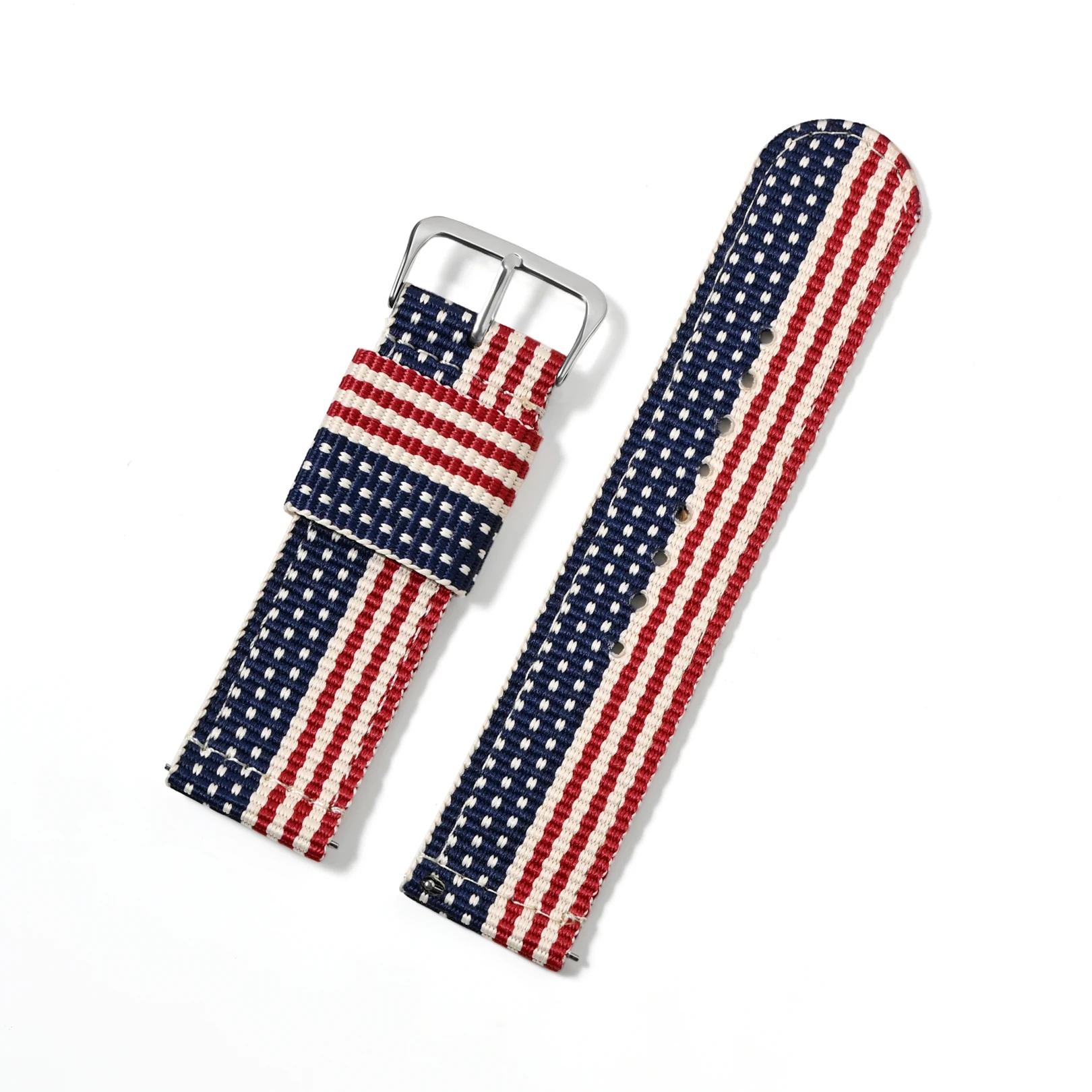 Enhanced Intercolor Striped Quick Release Nylon Watch Strap