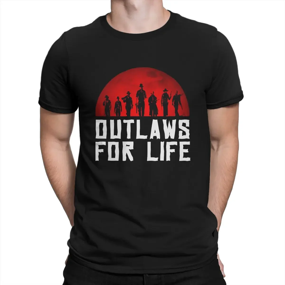 

Unique Outlaws For Life T-Shirt Men Crewneck Pure Cotton T Shirts Red Dead Redemption Short Sleeve Tees Summer Tops