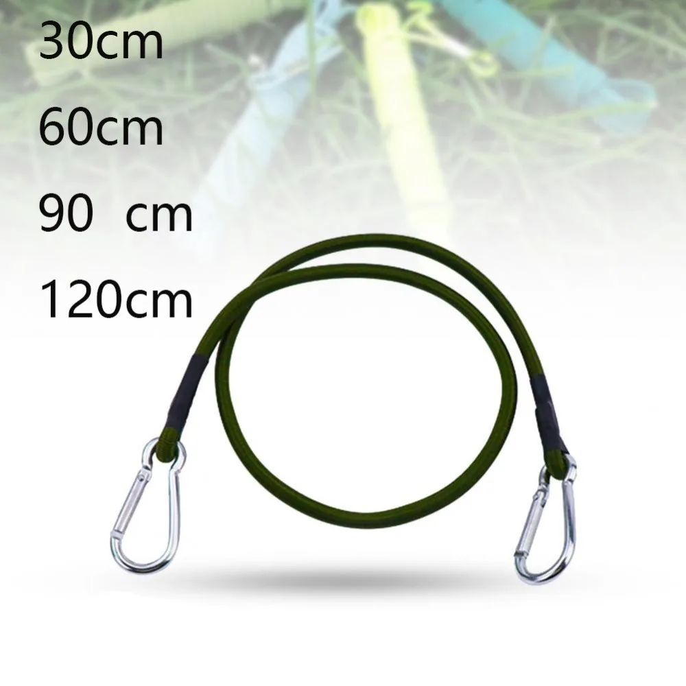 Bungee Cords Magnetic Carabiner Strap Silver Bungee Cord Metal Latex Cords Carabiner Outdoor Elastic Strap