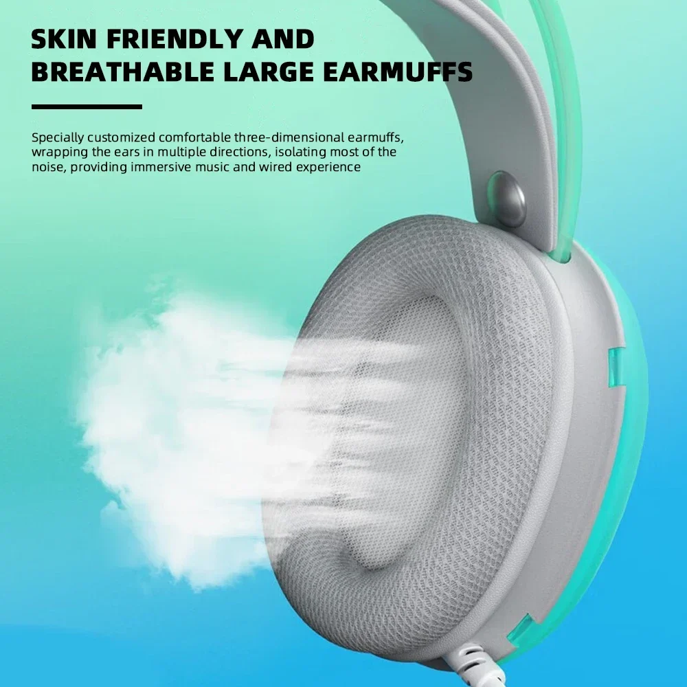 aula S505 Esports Gaming Headphones Rgb Cool Light Effect Usb Wired Headset Headband Transparent Computer Earphone For_voghion.com