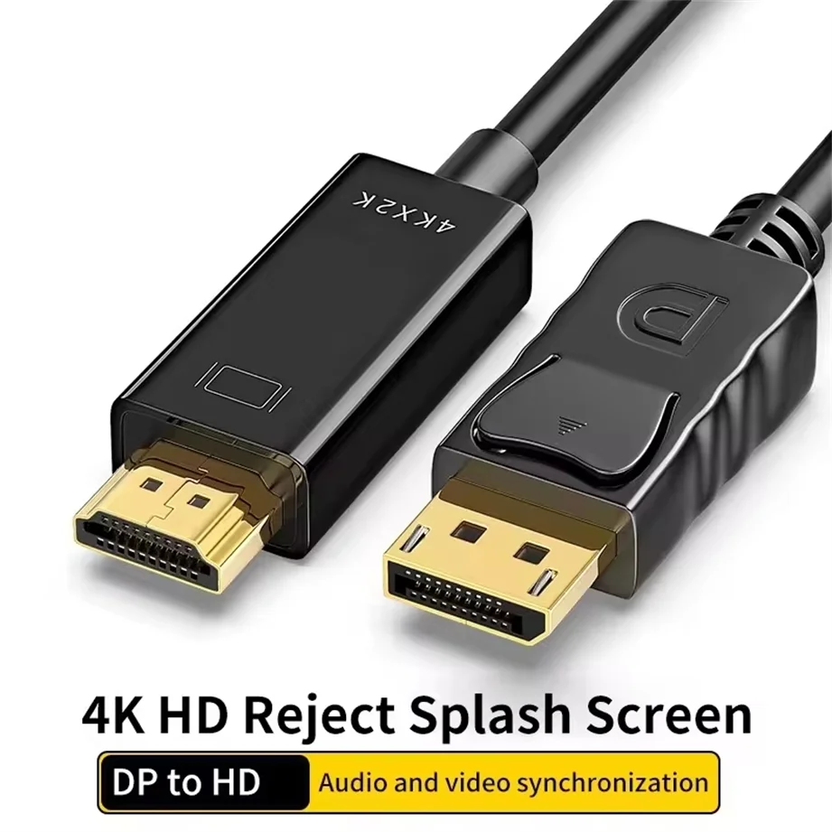 Ultra HD DisplayPort to HDMI-Compatible Cable - Audio/Video Adapter for High-Resolution Displays