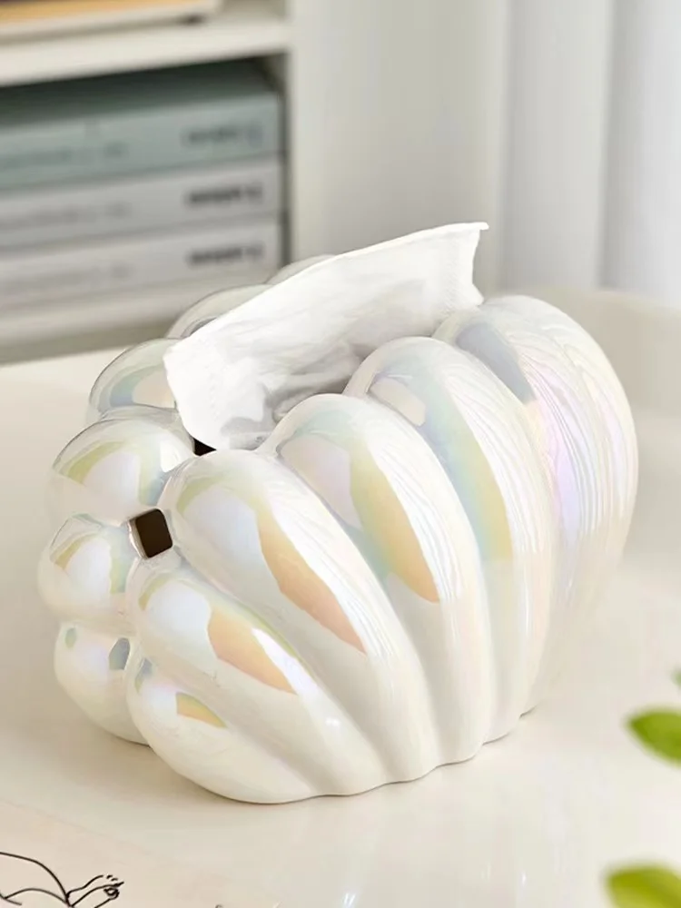 Nordic Creative Shell Shape Tissue Box Tissue Holder Home Decora Tissue Box Cover Housewarming Gifts Ceramic Crafts Accessories 5