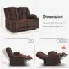 61.8" Power Loveseat Recliner with Heat and Vibration, Fabric Electric Reclining Loveseat, USB Charge Port 3