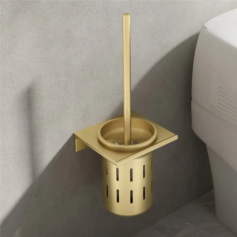 Bathroom Accessories Toilet Brush Set Toilet Brush Holder Toilet toilet brush set with no punching bathroom wall mounted space aluminum brushed gold cleaning