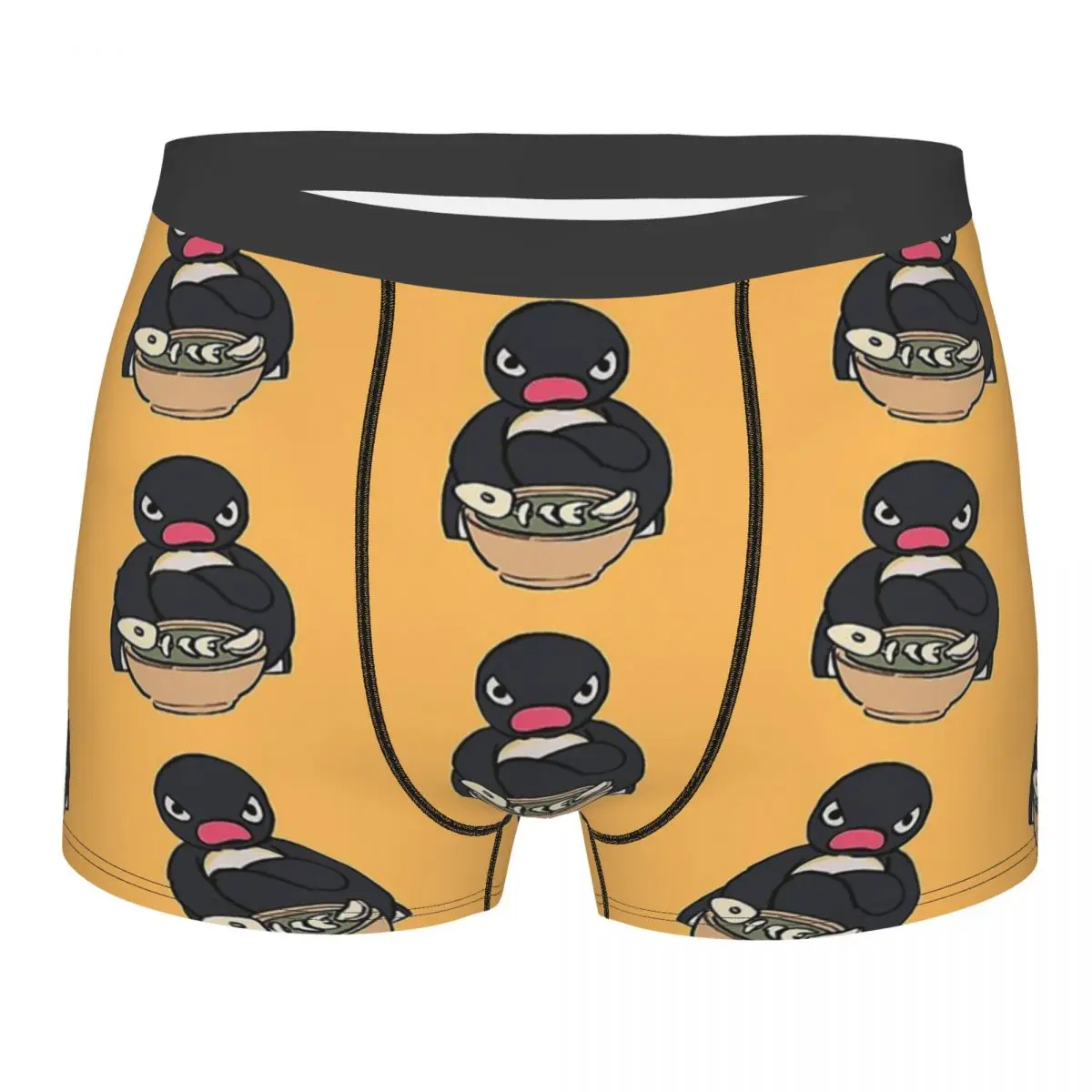 I Draw Sulking Penguin With His Meal Meme Man's Boxer Briefs Angery Pingu Underpants High Quality Print Shorts Birthday Gifts