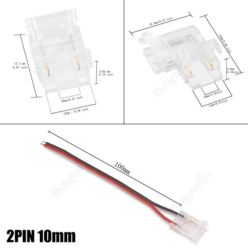 3-100pcs 2pin Cob Led Strip Connector Extension Wire Terminal Led