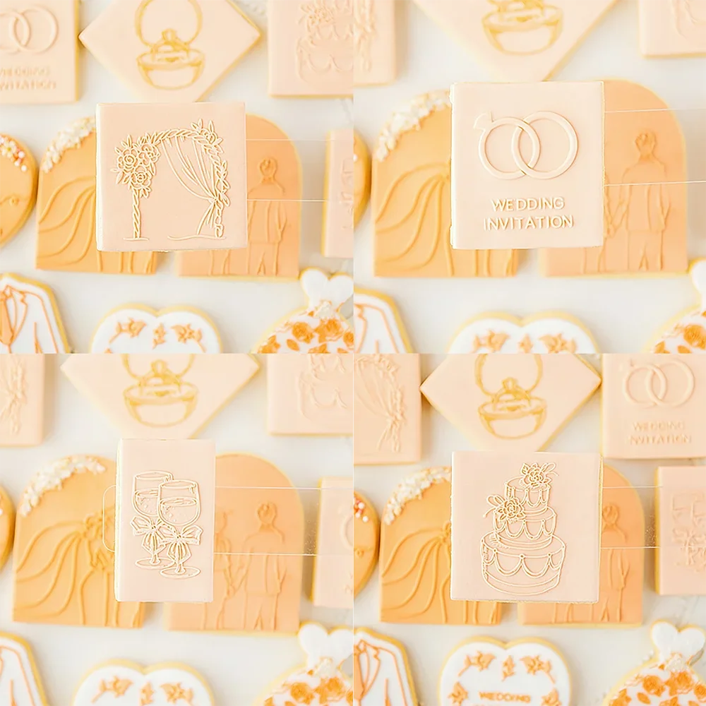Wedding Cake Decorating Tools Cookie Press Stamp Embosser Biscuit Cutter Fondant Sugarcraft Cookie Cutters Mold Cake Mould cookie cutter baking mold cookie mould cookie printing mold fondant cutter baking decorating tools cookie maker press kit cake lace mold